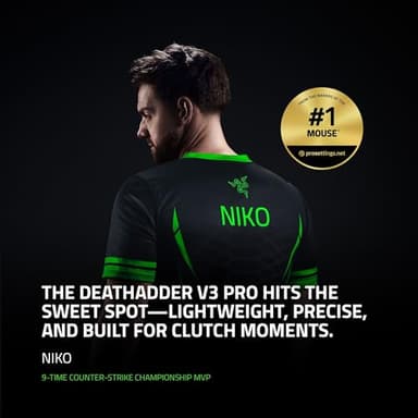 Razer DeathAdder V3 Pro Gaming Mouse: 63g Ultra Lightweight - Focus Pro 30K Optical Sensor - Fast Optical Switches Gen-3 - HyperSpeed Wireless - 5 Programmable Buttons - 90 Hr Battery - Black - Image 2