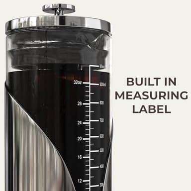 Start Brewing Perfect Iced Coffee & Tea w/ Our Cold Brew Coffee Maker, Pitcher for Fridge (34oz) - Air Tight Seal, Measuring Label - Stainless Steel Iced Coffee Maker Machine, Brewer - Cafe Du Chateau - Image 7