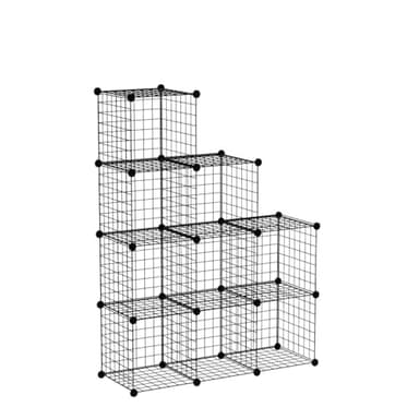 C&AHOME Wire Cube Storage - 9-Cube Organizer, Metal Grids, Modular Bookshelf, Closet Cabinet, Ideal for Home, Living Room, Office - 36.6'L x 12.4'W x 48.4'H Black - Image 5