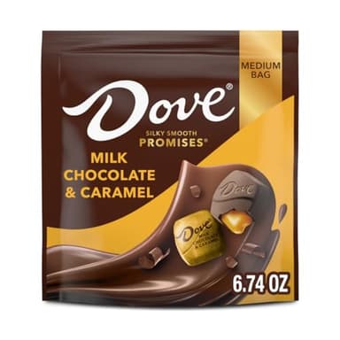 DOVE PROMISES Milk Chocolate & Caramel Candy, 6.74 Oz Bag (Pack of 8) - Image 1