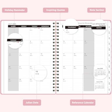 Planner 2025-2026 for Women & Men, Weekly and Monthly Calendar Notebook (July 2025 - June 2026), Hardcover Spiral Bound School Teacher Student Planner with Tabs, Inner Pocket, A5 (6.3" x 8.5") - Image 2