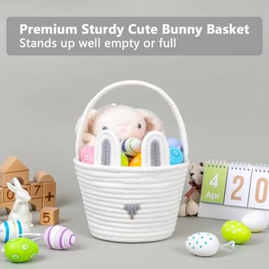 CubesLand Easter Basket Set for Kids & Babies Boys and Girls - 2-Piece Handwoven Cotton Rope Easter Bunny Baskets, Easter Egg Hunt & Festive Decor, Soft & Sturdy Design, Small - Image 2