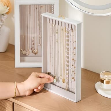 Lolalet Necklace Organizer Box, 2-Layer Jewelry Storage Boxes with Clear Lid for Necklaces, Tangle-Free Necklace Display Case for Women Girls -White - Image 7