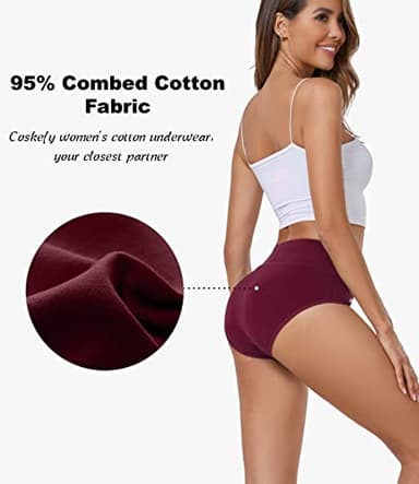 coskefy Women's High Waisted Cotton Underwear Soft Breathable Panties Stretch Briefs Seamless Ladies Panties 5 Pack - Image 4