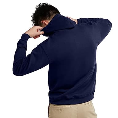 Hanes Men's Pullover EcoSmart Hooded Sweatshirt, Navy, Large - Image 2