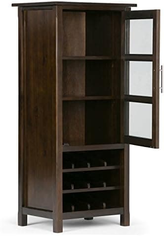 SIMPLIHOME Avalon 12-Bottle SOLID WOOD 22 Inch Wide Contemporary High Storage Wine Rack Cabinet in Dark Tobacco Brown, For the Living Room, Dining Room and Kitchen - Image 5