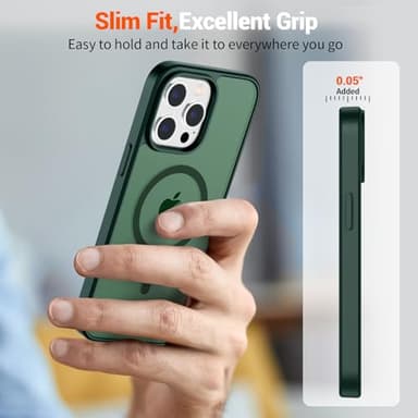 SUPFINE Magnetic for iPhone 13 Pro Max Case (Compatible with MagSafe) (Military Grade Drop Protection) Translucent Matte Shockproof Phone Case,Forest Green - Image 7