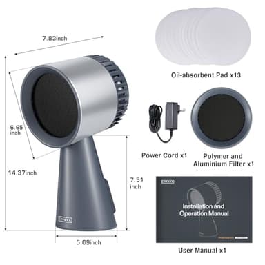 Empava Portable Range Hood for Cooking, 3-Speed Desktop Kitchen Exhaust Fan for Indoor BBQ, Hot Pot and RV, Detachable Filter and Oil Cup, 13pc Cotton Filter - Image 8