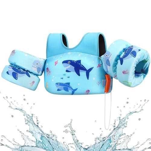 HeySplash Swim Vest for Kids, Toddler Pool Floaties Fit 31-66 Lbs, Children Swimming Vest with Adjustable Strap, Swim Jacket Water Wing Arm Float, Puddle Beach Boat Jumper Boy Girl Age 2-7,Blue Shark - Image 1