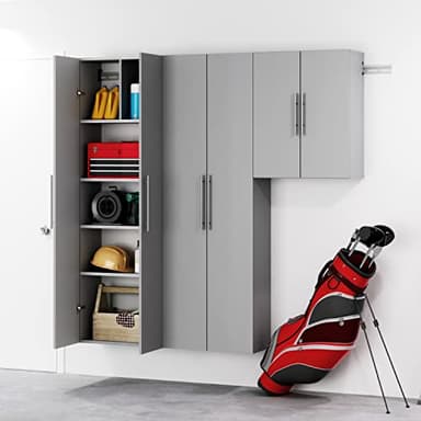 Prepac HangUps 24" Large Garage Cabinet, Bathroom Cabinet Wall Mount, Ideal for Garage, Kitchen and Laundry Organization 24" W x 72" H x 12" D, Light Gray - Image 10
