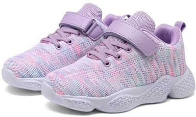 Santiro Tennis Shoes Girls Sneakers Lightweight Fashion Athletic Little Kids Running Shoes Pink-Purple 12.5 US - Image 4