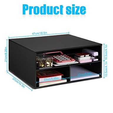 EMERIT Printer Stand Shelf with Storage Wood Desk Paper Organzier for Home/Office,Printer Riser, 2 Tire - Image 5