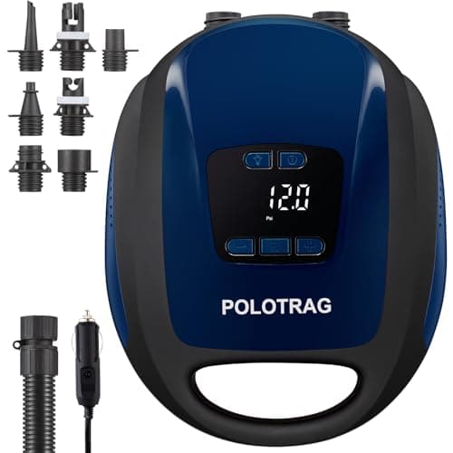 Polotrag Paddle Board Pump, SUP Electric Pump, Professional 20 PSI Portable Air Compressor with Auto-Off, Deflation Function and 12V Car DC Air Pump for Inflatables, Kayaks and Boats - Image 1