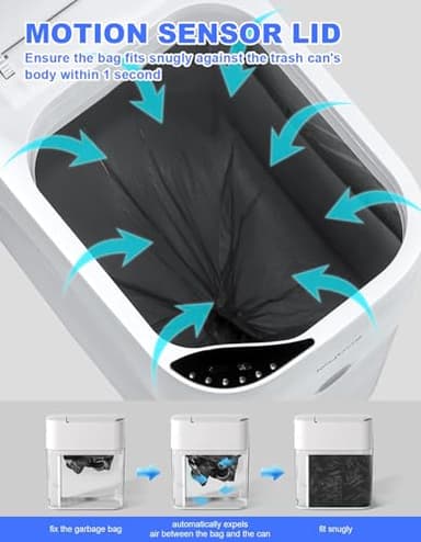 funest Sensor Bathroom Trash Can with Lid,3 Gallon Touchless Trash Bin,Plastic Slim Garbage Can Small Wastebasket for Toilet,Bedroom,Office,White - Image 2