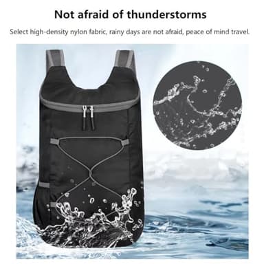 levayhill 16L Lightweight Foldable Hiking-Backpack Small Packable-Daypack For Travel,Ultralight Water-Resistant Gym Bag Men Women Easy Carry-on (Black&Gray) - Image 6
