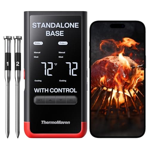 ThermoMaven Smart Bluetooth Wireless Meat Thermometer: Standalone Base, WiFi Unlimited Range, 6 Sensors with NIST Certified Accuracy, 2 Probes for Kitchen, BBQ, Grill, Oven, Smoker, Rotisserie - Image 1