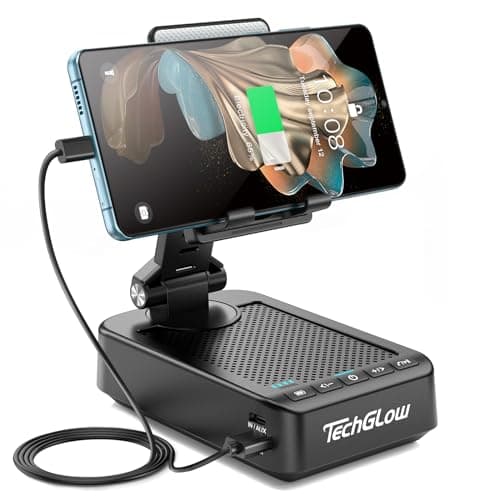 TechGlow Foldable Cellphone Stand with Bluetooth Speaker Power Bank 360° Rotatable Phone Stand Birthday Gifts for Men Women Mother Father Cool Tech Gadgets - Image 1