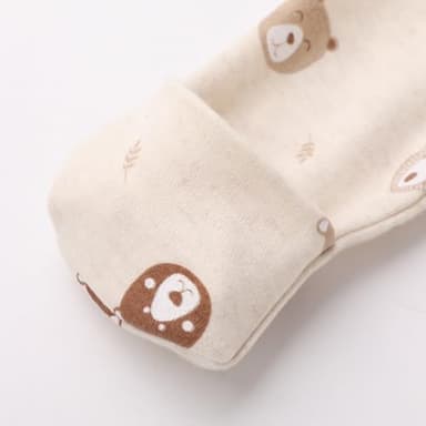 O2 BABY Baby Boys Girls Organic Cotton Zip Front Sleeper Pajamas, Footed Sleep 'n Play（0-3 Months, Brown & Bear & Oatmeal） - Image 3