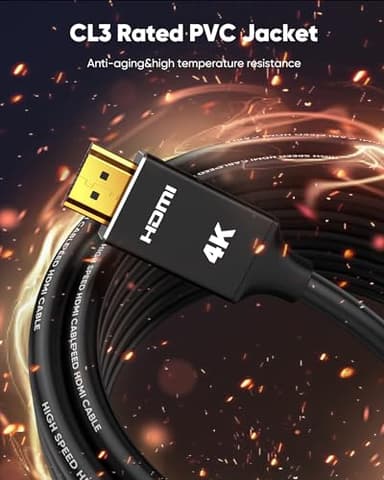Capshi 4K Long HDMI Cable 50ft/15M, in-Wall CL3 Rated HDMI Cable 2.0 Support (HDR10 8/10bit 18Gbps HDCP2.2 ARC) High Speed HD Shielded Cord Compatible for TV, Laptop, PC, HDTV - Image 4