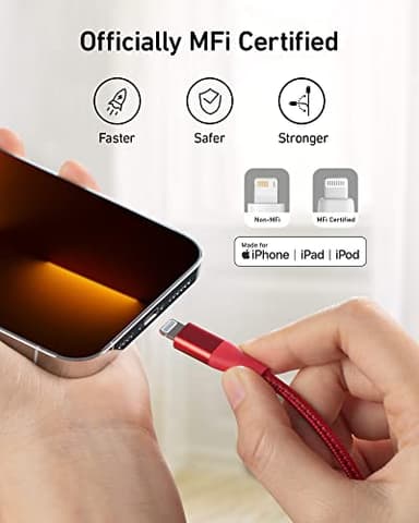 Anker Powerline+ II, USB A to Lightning Cable,MFi Certified for Flawless Compatibility with iPhone 11 Series SE/Xs/XR, and More(10FT,Red) - Image 3