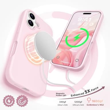 GolbinBox Magnetic for iPhone 17 Case, Compatible with MagSafe, Screen Protector + Camera Lens Protector, Liquid Silicone Shockproof Phone Cover with Anti-Scratch Microfiber Lining, Chalk Pink - Image 4