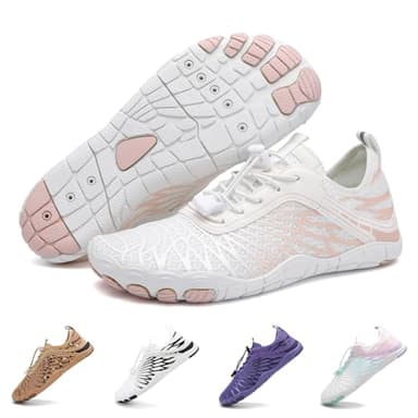Hike Barefoot Shoes for Women Men Breathable & Non-Slip Athletic Footwear Wide Toe Water Shoes,Designed for Walking,Running&Swimming White - Image 1