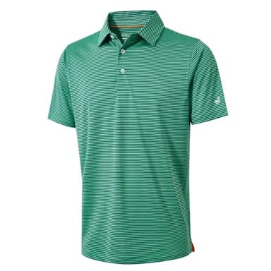 Golf Shirts for Men Dry Fit Moisture Wicking Casual Sport Short Sleeve Mens Golf Polo Shirts Green Stripe - Image 1