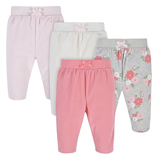 Gerber Baby Girls' 4-Pack Microfleece Pants, Floral, 24 Months - Image 1