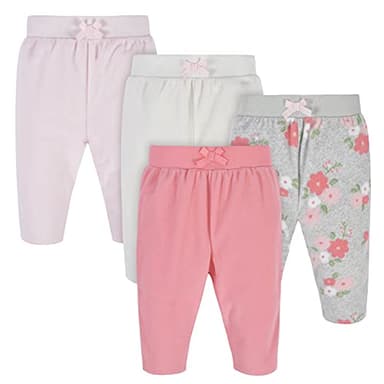 Gerber Baby Girls' 4-Pack Microfleece Pants, Floral, 24 Months - Image 1