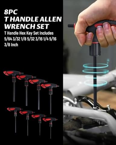 Lichamp T Handle Allen Wrench Set SAE, 8 Piece Heavy Duty Standard Long Tee Handle Allen Hex Key Set, 5/64-3/8 inch - Image 2