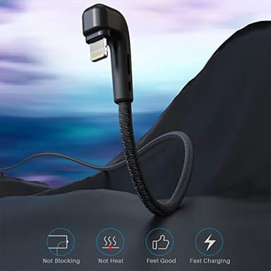 3Pack 90 Degree iPhone Charger 10ft,Apple MFi Certified 10 Feet USB A to Lightning Cord Long,Nylon Right Angle 10 Foot Charging Cable for Apple iPhone 14 Pro Max/14 Plus/13 Pro/12 Mini/11/X/XS/XR/iPad - Image 6