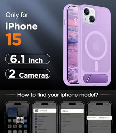 Temdan Magnetic Compatible with iPhone 15 Case, [Built-in Invisible Kickstand][Compatible with MagSafe] [Military Grade Shockproof] Slim Translucent Matte Phone Case for iPhone 15 6.1" - Image 2