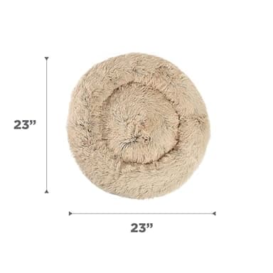 Best Friends by Sheri Original Calming Donut Dog and Cat Bed, Shag Faux Fur, Taupe, (23in x 23in) - Anxiety Relief for Pets Up to 25 lbs - Image 8