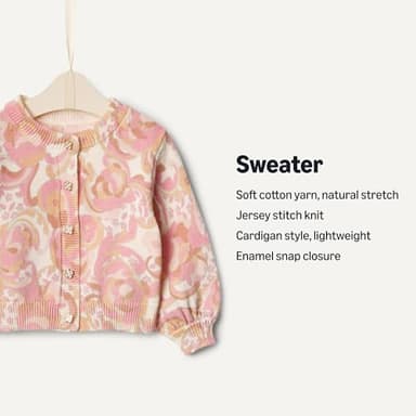 Amazon Essentials x Sofia Grainge Toddler Girls' Lightweight Cardigan Sweater, Peach Craft Floral, 4T - Image 3