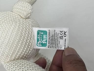 FLUFFYFUN Organic Baby Toys White Bunny Rabbit Stuffed Animal for Newborn 7.1" - Image 9