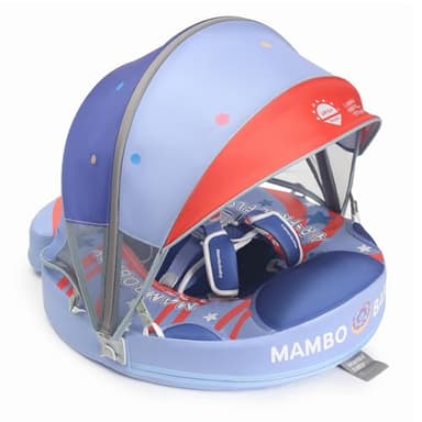 GENTEACO Mambo Baby Pool Float with Removable Canopy 3-24 Months Baby Float Soft Waterproof Infant Swim Float Add Tail Avoid Flip Skin-Friendly Material Swim Trainer for Toddler Boys Girls Girls - Image 1