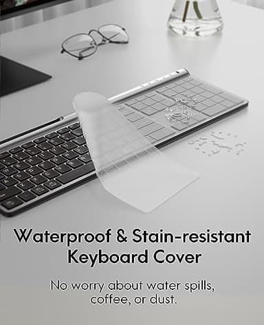 CHESONA Wireless Keyboard and Mouse Combo, Wireless Rechargeable Full Size Mulit-Device (BT 5.0+3.0+2.4G) Keyboard Mouse Combo for Mac OS/iOS/Windows/Android (Silver Black) - Image 6