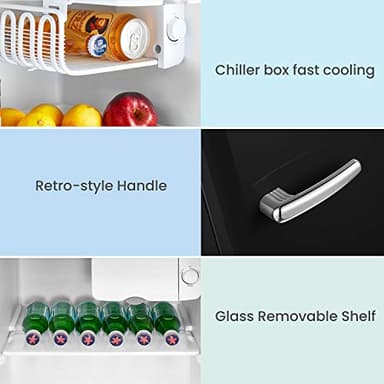 Comfee 1.6 Cubic Feet Solo Series Retro Refrigerator Sleek Appearance HIPS Interior, Energy Saving, Adjustable Legs, Temperature Thermostat Dial, Removable Shelf, Perfect for Home/Dorm/Garage [Black] - Image 5