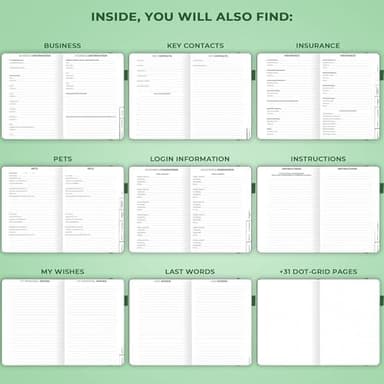 Clever Fox End of Life Planner – Final Arrangements Organizer for Beneficiary, Will Preparation, Last Wishes & Funeral Planning, A5 (Dark Green - Image 5