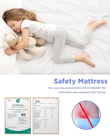 iMMDOKIN Pack and Play Mattress (38"x26"x1.5'') Certified, Hypoallergenic Dual-Sided Portable Crib Mattress Pad for Play Pen, Babies Toddlers, Soft, Waterproof, Machine Washable Cover, Standard Size - Image 7