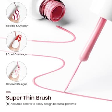 JODSONE 10pcs Nail Art Gel Liner,3D Effect Gel Nail Polish Thin Brush Painted DIY at Home Salon Design Gift for Girls - Image 6