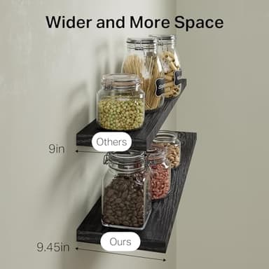 BAYKA Floating Shelves for Wall, 36 inches Long Wall Mounted Rustic Wood Shelves for Bathroom, Bedroom, Living Room, for Books/Storage/Decor with 30lbs Capacity（Black,Set of 3 - Image 3