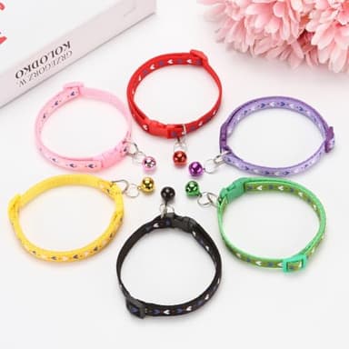 Small Dog Collar with Bell,Soft Nylon Identification Yellow Cat Collar Girl Puppy Collar with Bells Adjustable Buckle for XXS Xs Tiny Little Pet Female Dogs,Neck 7.5-12.5 Inch - Image 3