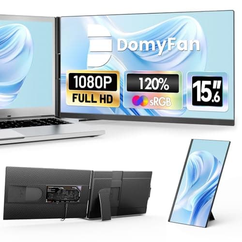 domyfan 15.6" Laptop Screen Extender, 120% sRGB FHD 1080P IPS Laptop Monitor Extender Dual Screen, Portable Monitor for Laptops 13-17" with HDMI/USB-A/Type-C Plug-Play for Windows, Mac, Android - Image 1