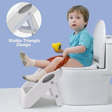 iBabyMax Toddler Step Stool, Easy to Fold Step Stools for Toddlers with Non-Slip Surface & Alphabet Patterns, Lightweight & Cute Kids Step Stool for Potty Training, Bathroom Sink, and Bedroom, Gray - Image 2