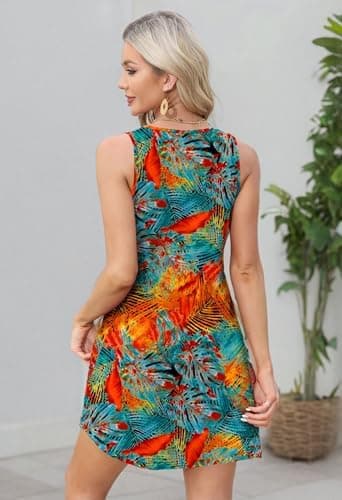 OFEEFAN Womens Summer Dresses 2026 V Neck Sleeveless Sundresses with Pockets Beach Vacation Clothes Floral/Plain - Image 5