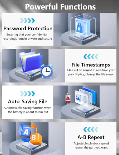 64GB Digital Voice Activated Recorder with Playback - 4552 Hours Audio Recording Device, 3072Kpbs HD Dual MIC Tape Recorder Device for Lecture A-B Repeat, MP3 Player,【64GB TF Card Included】 - Image 6