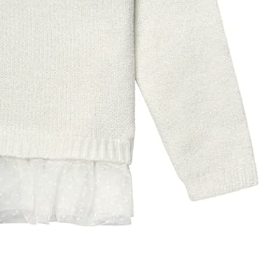 Gerber Baby Girls' Sweater with Tulle Trim, White, 12 Months - Image 3