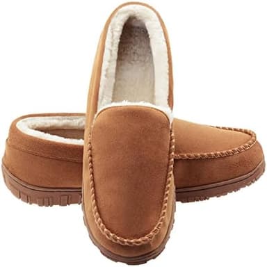 Lulex Moccasins for Men House Slippers Indoor Outdoor Plush Mens Bedroom Shoes with Hard Sole - Image 3