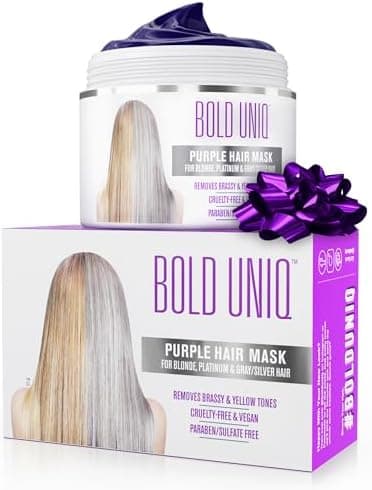 Bold Uniq Purple Hair Mask - Toner For Blonde, Platinum, Bleached, Silver, Gray, Ash & Brassy Hair - Remove Yellow Tones & Condition Dry, Damaged Hair - Cruelty Free & Vegan - 6.76oz - Image 3